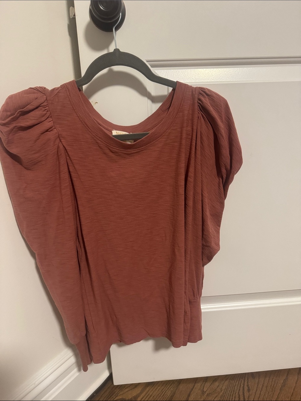 Nation LTD Puff Sleeve Tee in Rust